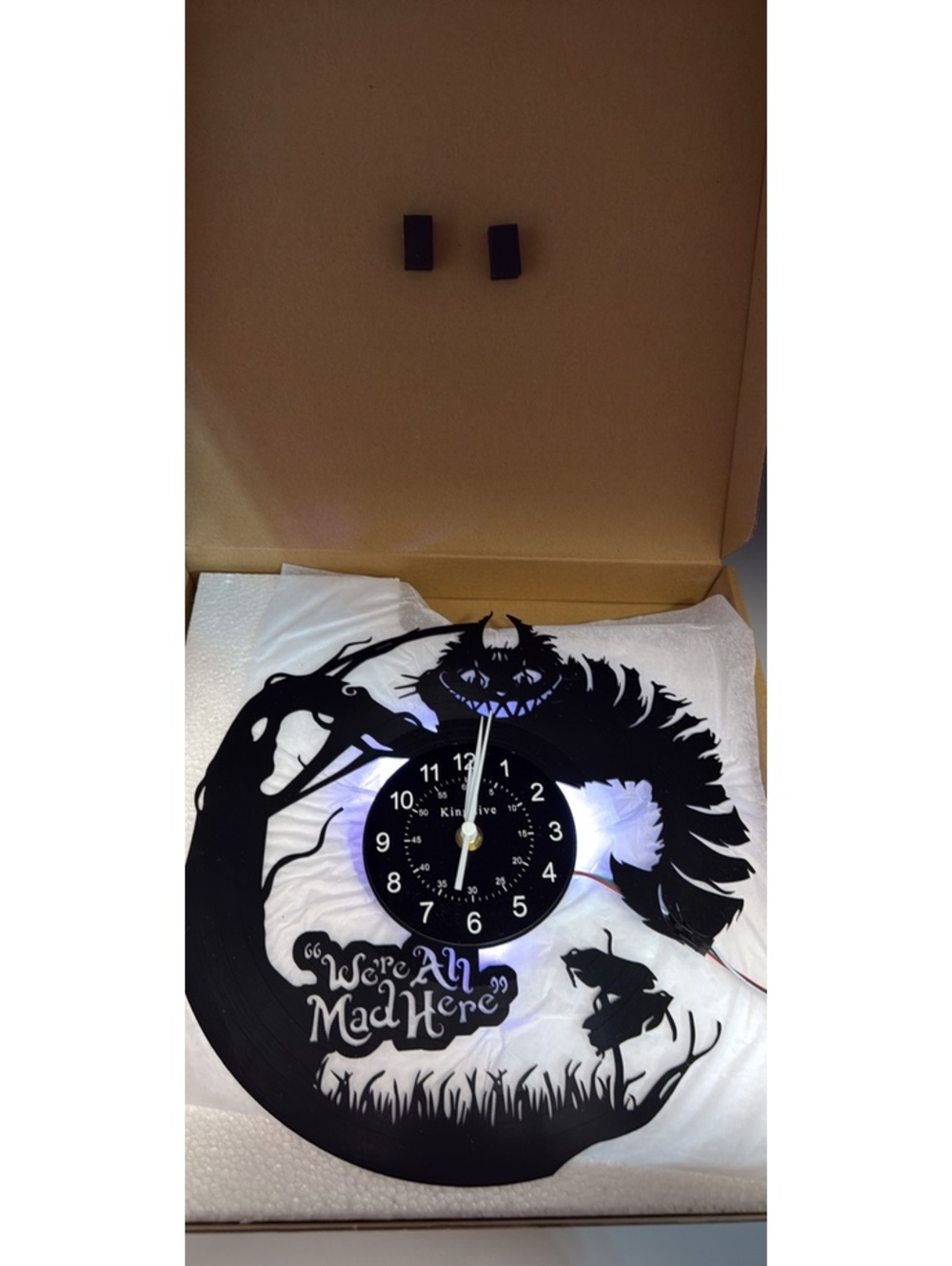 Alice in Wonderland Cheshire Cat Vinyl Record Wall Clock